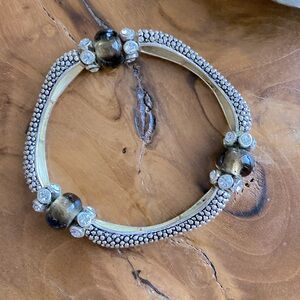 Glass Bead and Rhinestone Bracelet